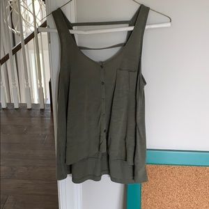 green button up tank top